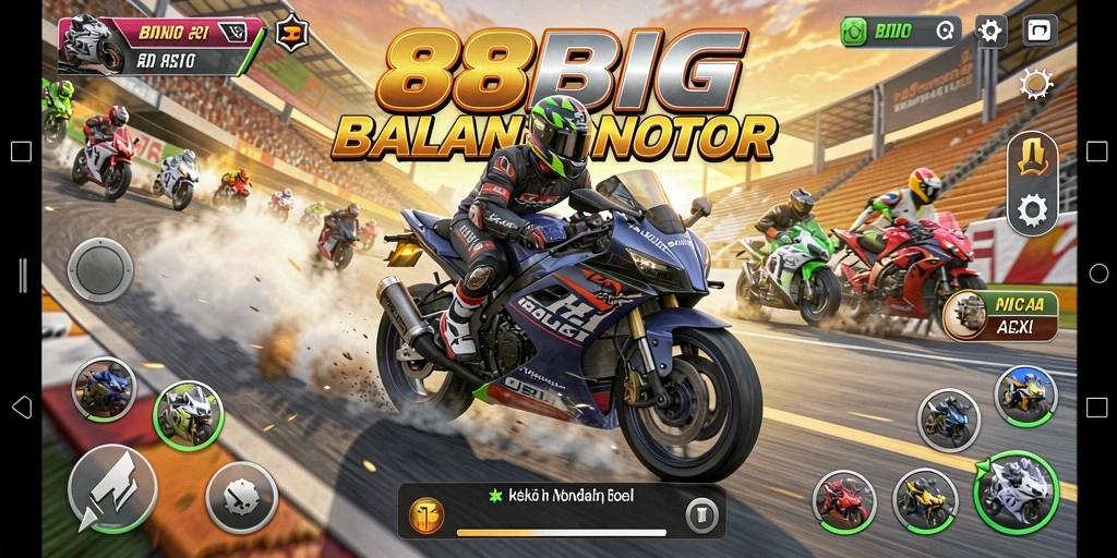 Gameplay seru di balapan motor 88BIG dengan grafik indah.