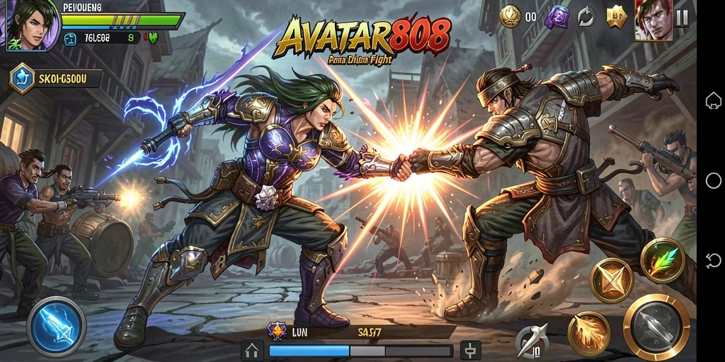 Screenshot gameplay AVATAR808 dengan pertarungan seru.