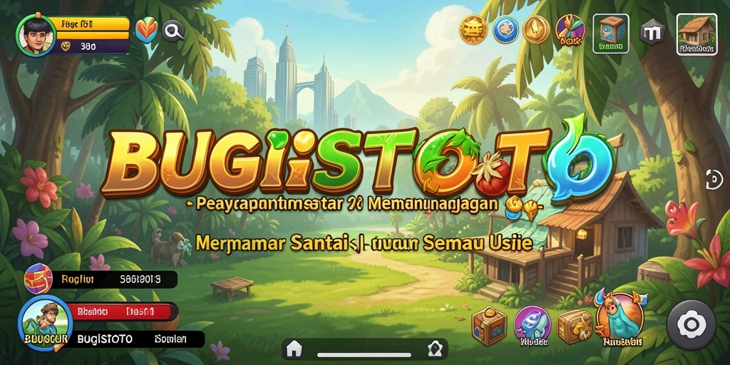 Screenshot gameplay BUGISTOTO yang ceria dan menghibur.
