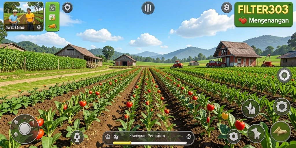 Gameplay menarik di FILTER303 yang menampilkan aktivitas bertani.