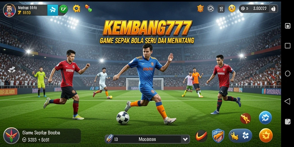 Screenshot gameplay KEMBANG777 menampilkan aksi seru dalam pertandingan sepak bola.