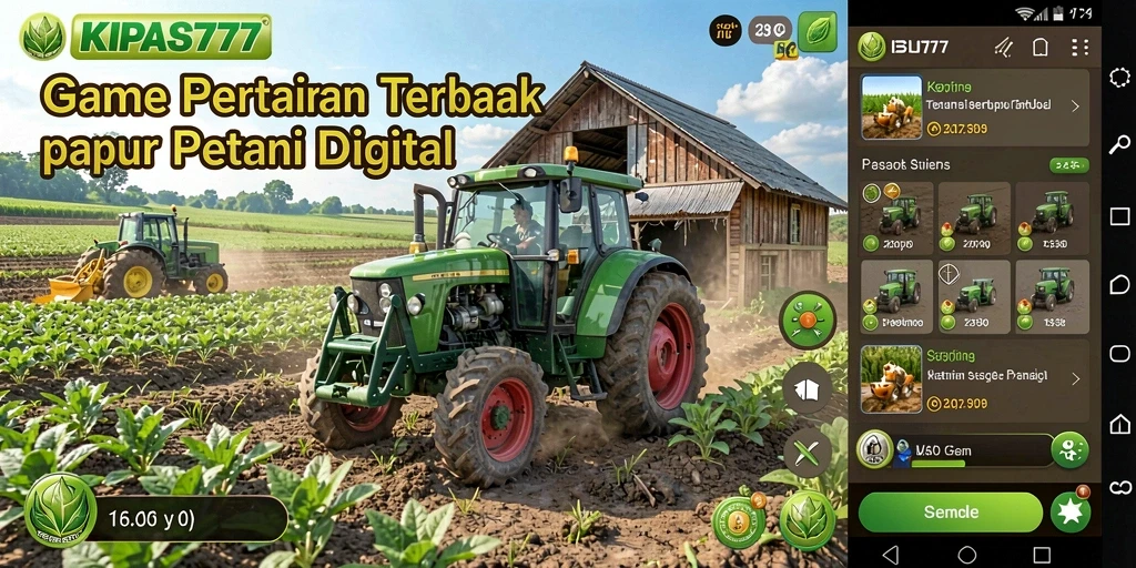 Screenshot menunjukkan kebun yang subur dan beragam tanaman.