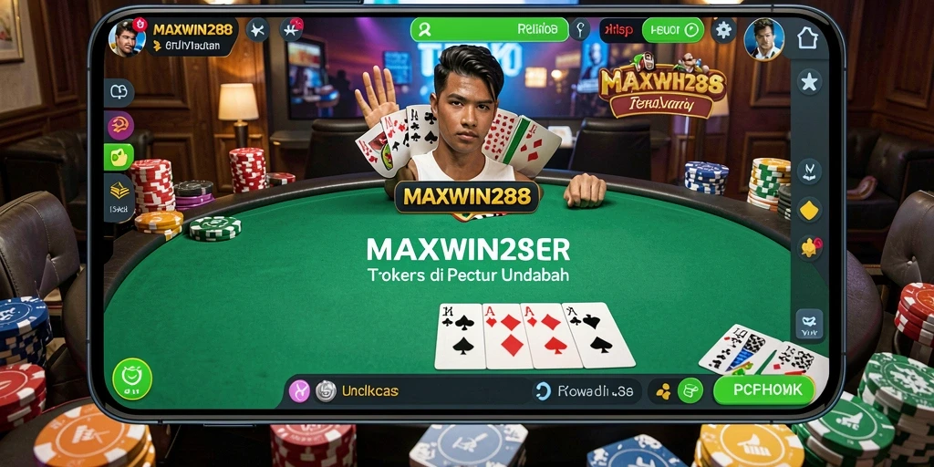 Screenshot gameplay <strong>MAXWIN288</strong> yang menggambarkan suasana poker yang seru.