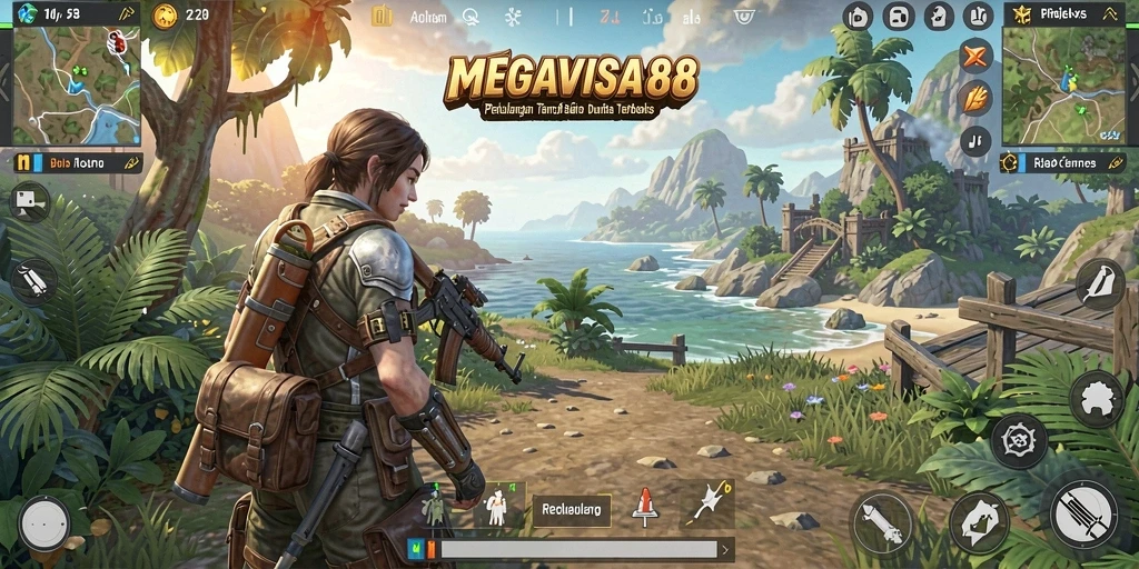 Tampilan gameplay MEGAVISA88 menunjukkan keindahan dunia terbuka yang bisa dieksplorasi.