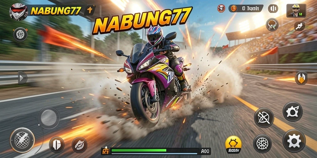 Tampilan gameplay balap motor yang seru dan mendebarkan.