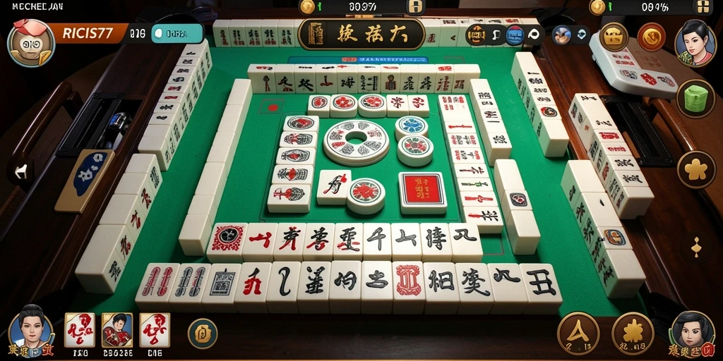 Tampilan gameplay RICIS77 yang menarik dan seru saat bermain Mahjong.