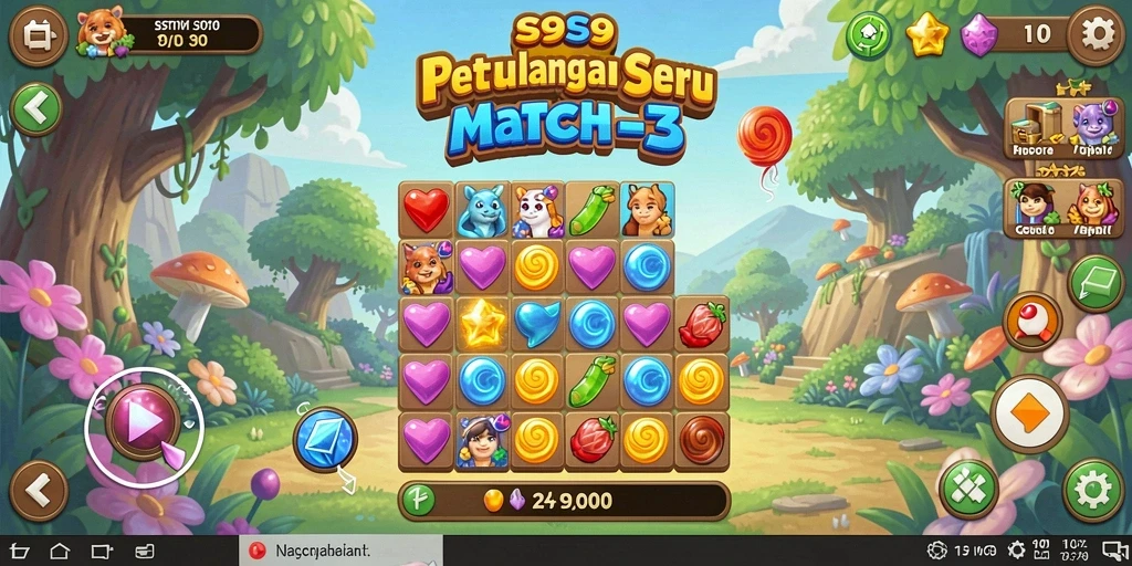 Tampilan gameplay menarik di S9S9 dengan berbagai level yang penuh warna.