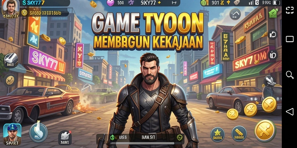 Tampilan gameplay <strong>SKY77</strong> menampilkan strategi dan pengelolaan bisnis yang menarik.