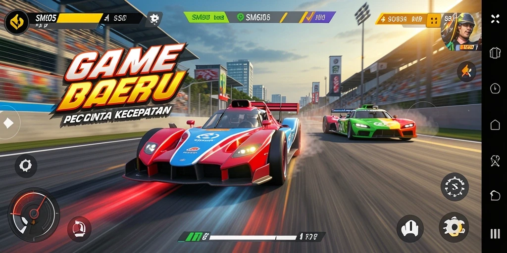 Tampilan gameplay menegangkan dari game balap SM605.
