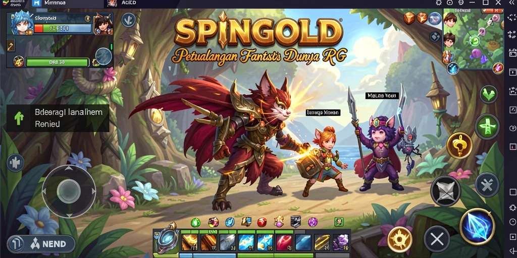 Tampilan gameplay RPG SPINGOLD yang mendebarkan dan penuh aksi.