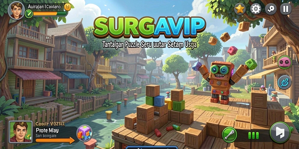 Tampilan gameplay SURGAVIP yang penuh warna dan menarik untuk pemain.
