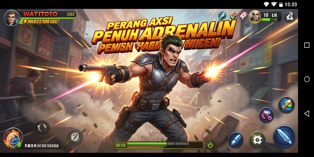 Screenshot gameplay WATITOTO menampilkan pertempuran seru yang intens.